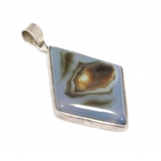 Women 925 Sterling Silver Pendant Natural grey brown agate gem stone P 830